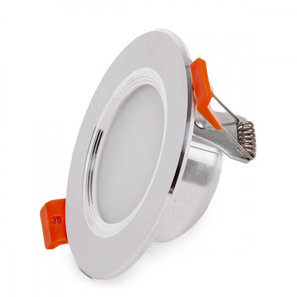 Foco downlight LED 5w 400lm 4200ºk aro plateado 40.000h [pce-dl5w-p-w]