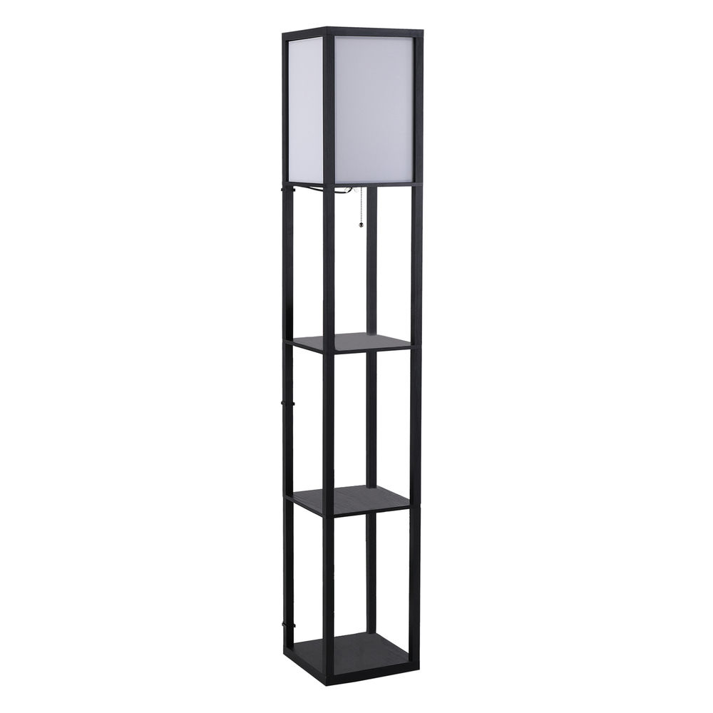 Lámpara pie con estante 26x26x160 cm mdf, ps Homcom, hogar - iluminación
