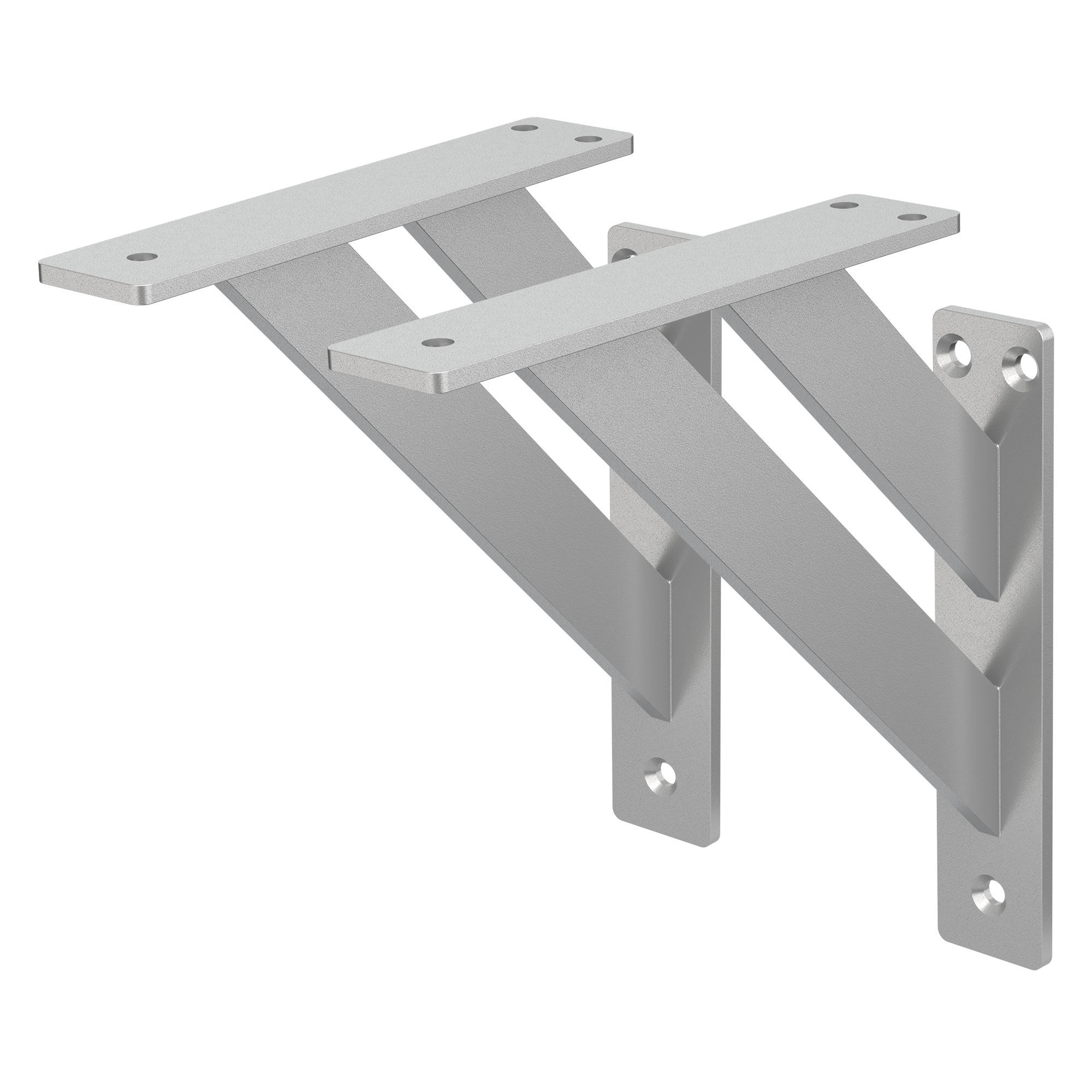 Set de 2x soporte de estante 180x180mm plata de aluminio