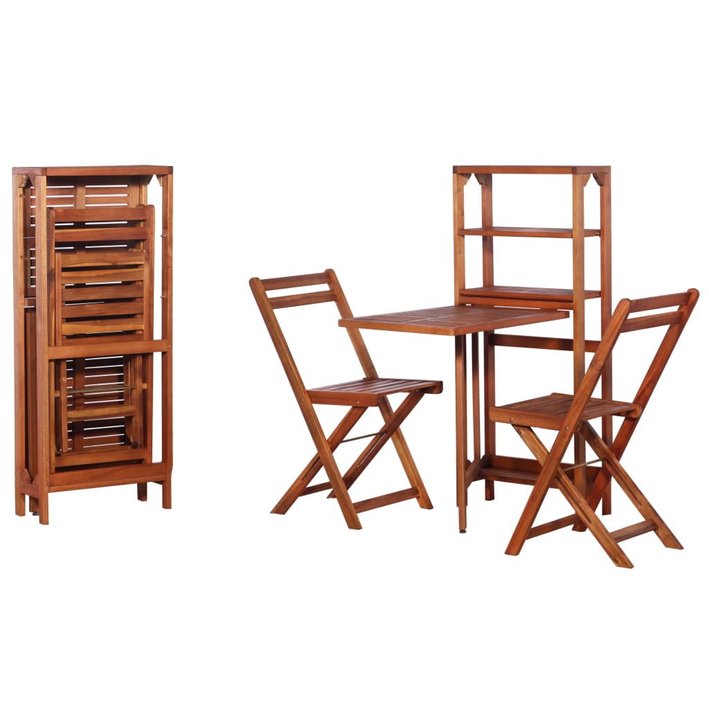 vidaXL juego de bistró plegable de 3 piezas madera maciza de acacia