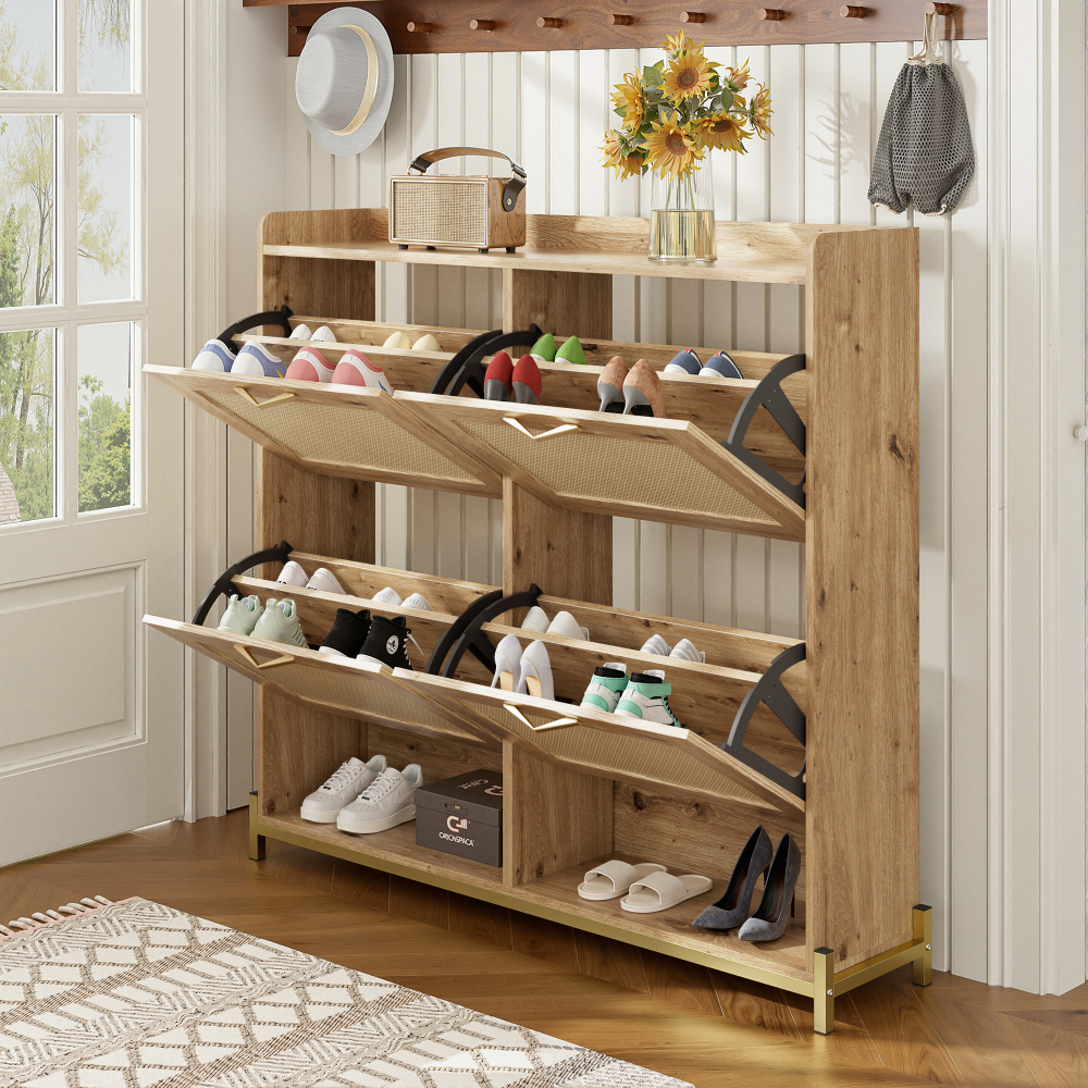 Zapatero para recibidor y pasillo mdf color madera 100x108,5x24cm