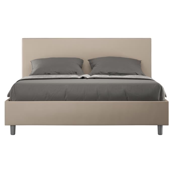 Cama doble con cabecero - 160x200 cm - taupe