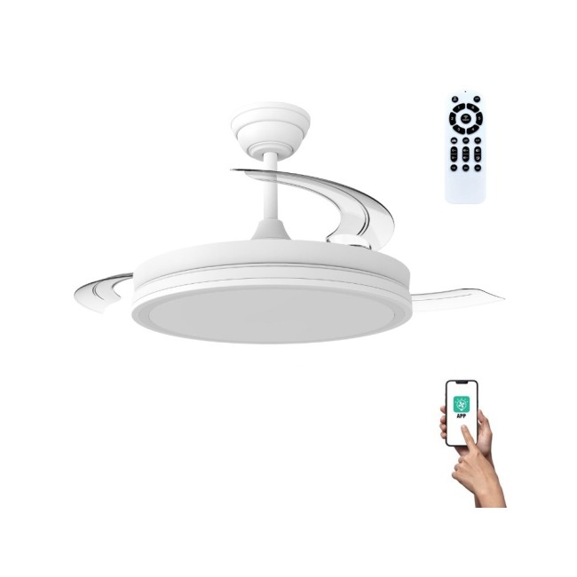 Ventilador de techo retractil con app mara blanco LED 106 cm