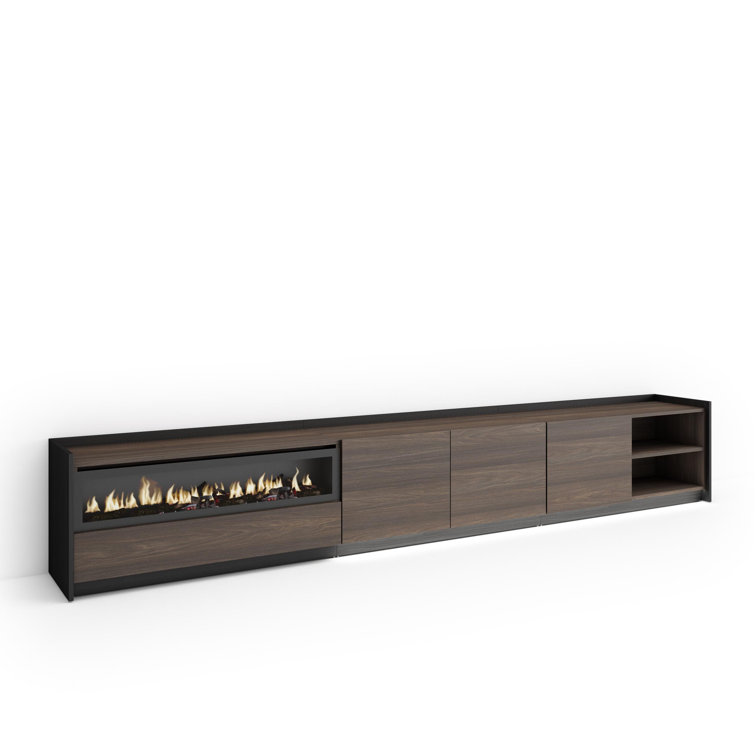 Mueble tv, 310x37x50cm, chimenea eléctrica, LED rf4904