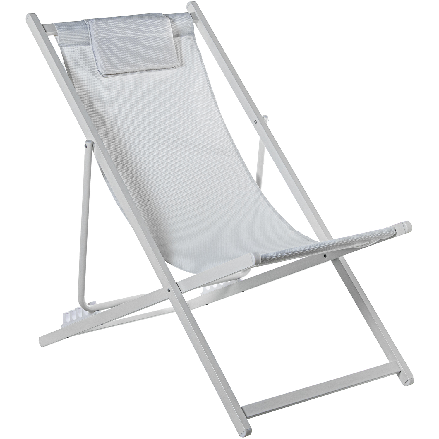 Hamaca plegable aluminio, texti leno blanco, 5 posiciones