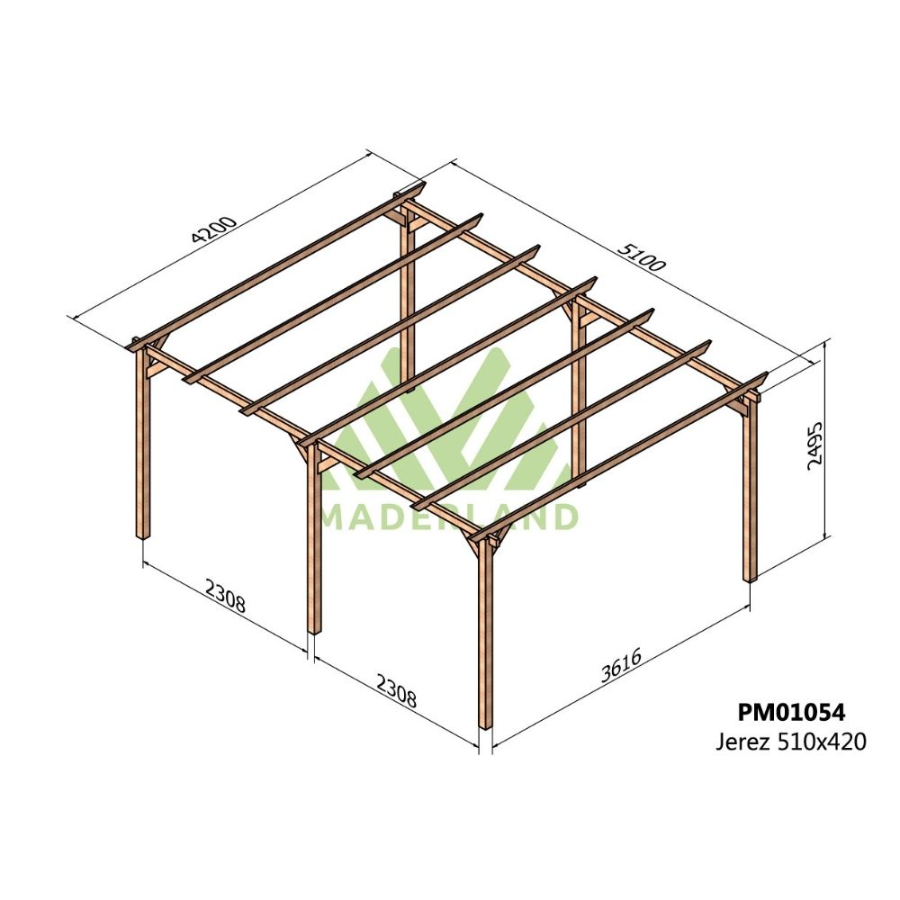 Pérgola de madera maciza j erez (maderland) - gardeneas