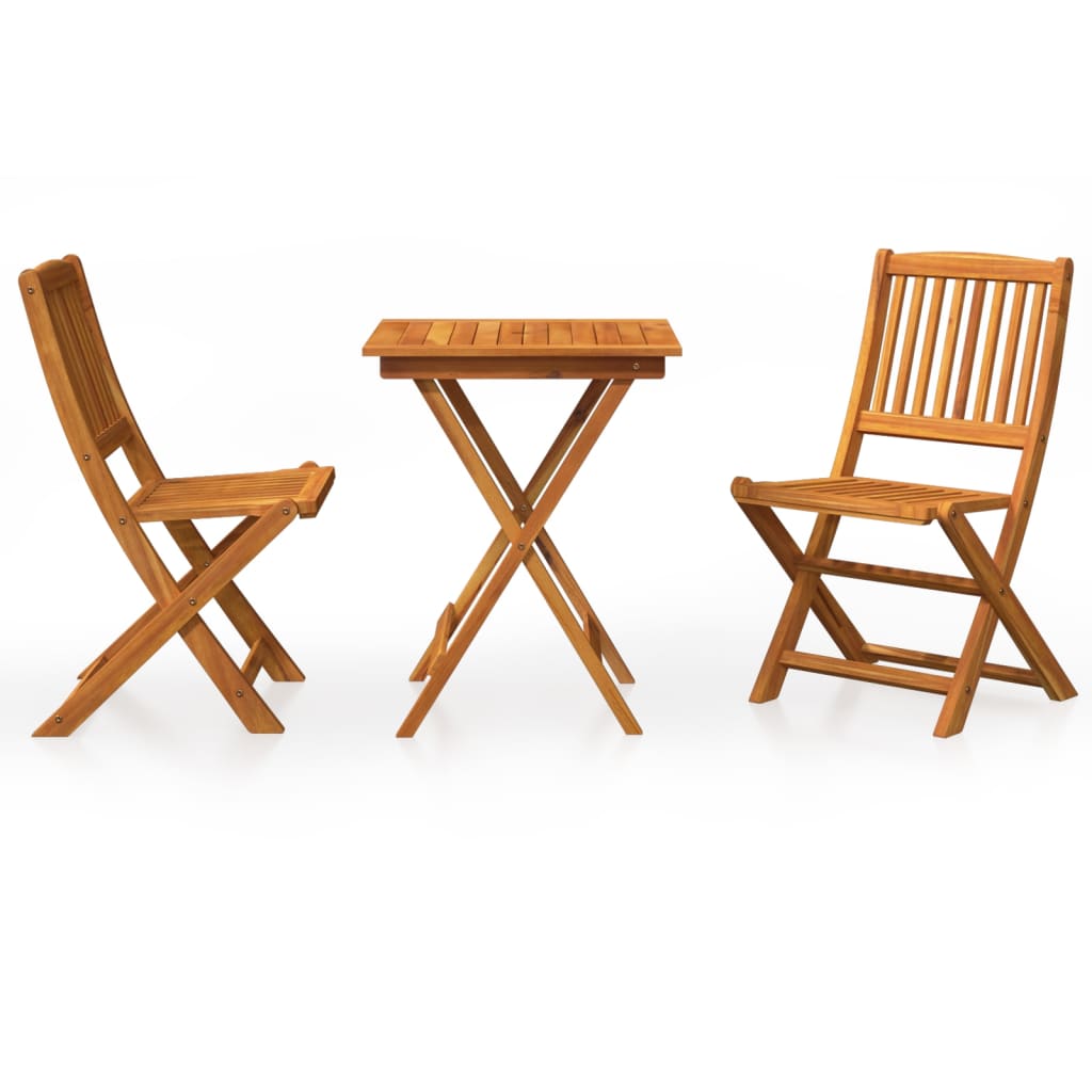 vidaXL comedor de jardín plegable 3 piezas madera maciza de acacia