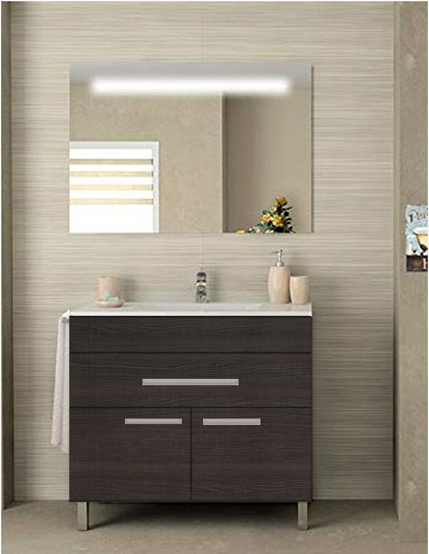 Subdividir Intentar frágil Mueble de Baño BAHIA incluye lavabo y espejo 60x50Cm Roble Sinatra | Brico  Depôt