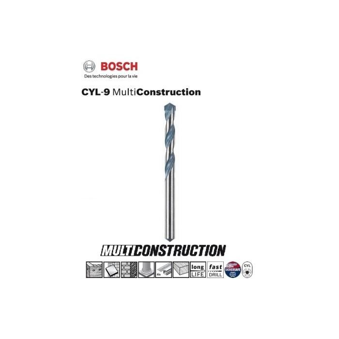Broca cilíndrica - Bosch - cyl9 (2608596057) - ø10 mm - l útil 80 mm - mult