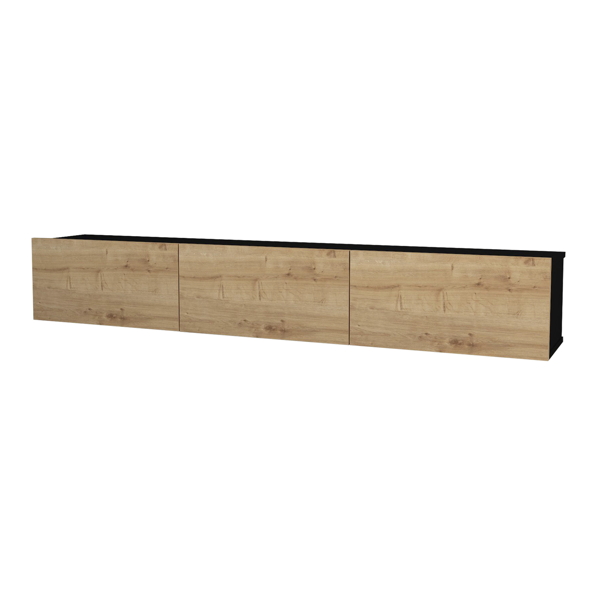 Mueble tv suspendido vihti aglomerado 180 x 31 x 30 cm - negro y roble