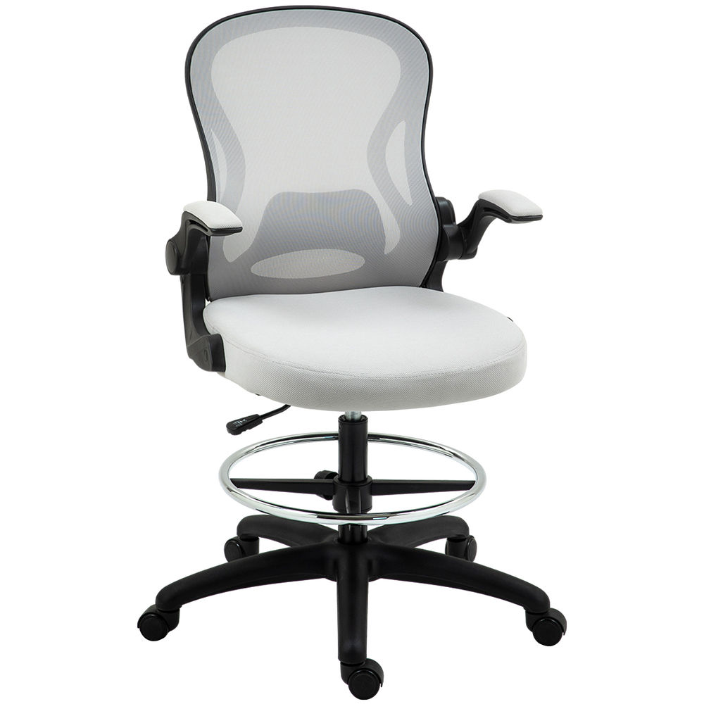 Silla de escritorio 59x65x122 cm poliéster, espuma color gris vinsetto