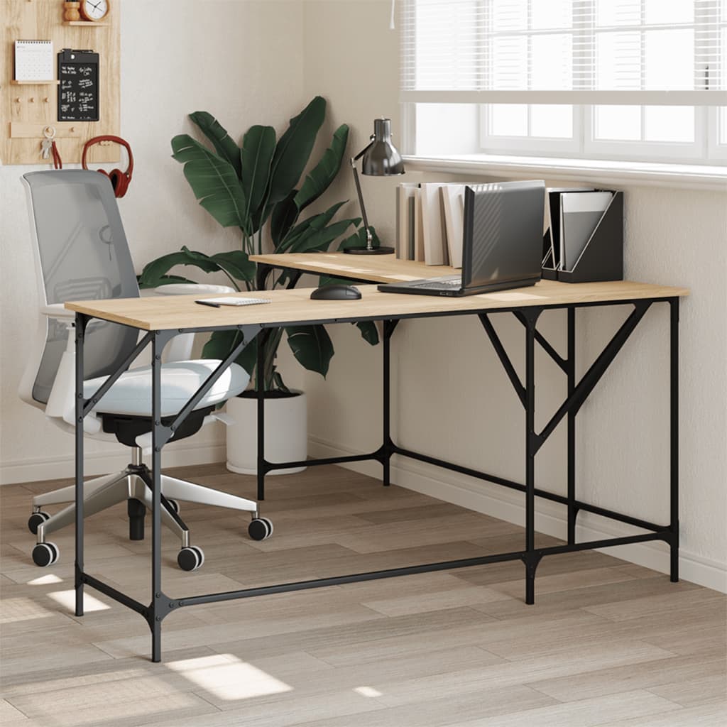 Escritorio madera de ingeniería roble sonoma 149x149x75 cm es7453