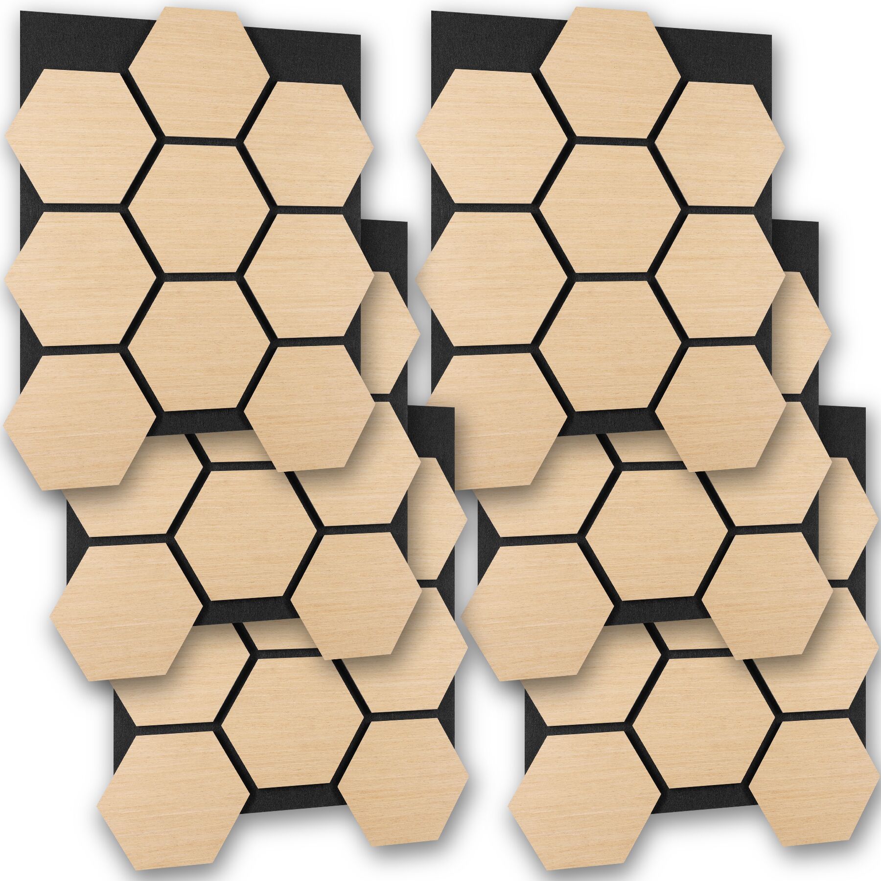 Tectake 6 paneles de pared, mdf, fieltro absorbente, 76x62x1,8 cm, roble