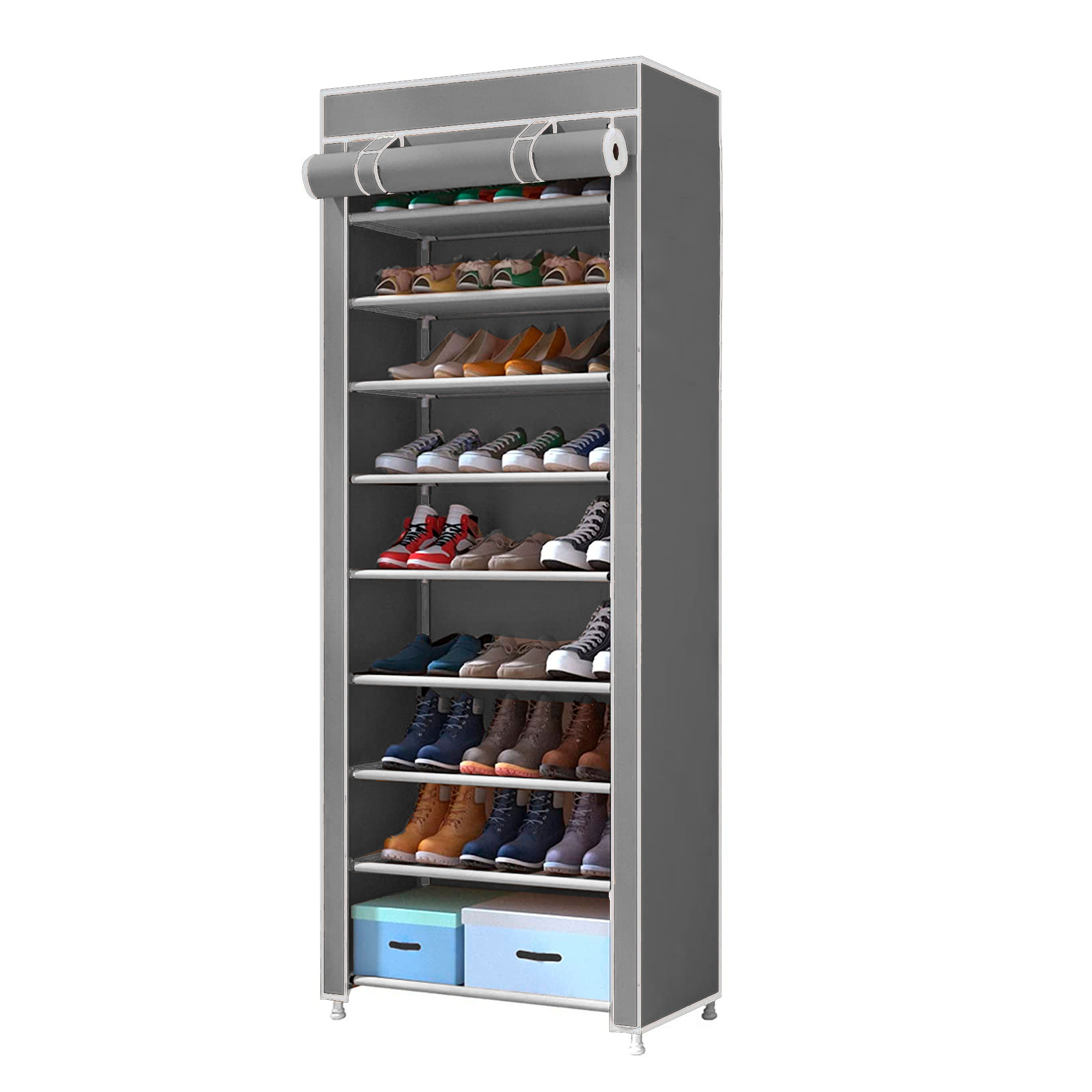 Armario zapatero tela con puerta nyana home 160x60x30cm gris