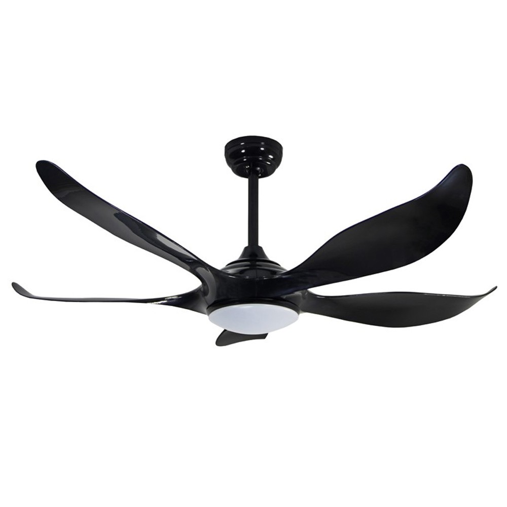 Ventilador de techo con luz LED negro silencioso fan con motor dc ø132