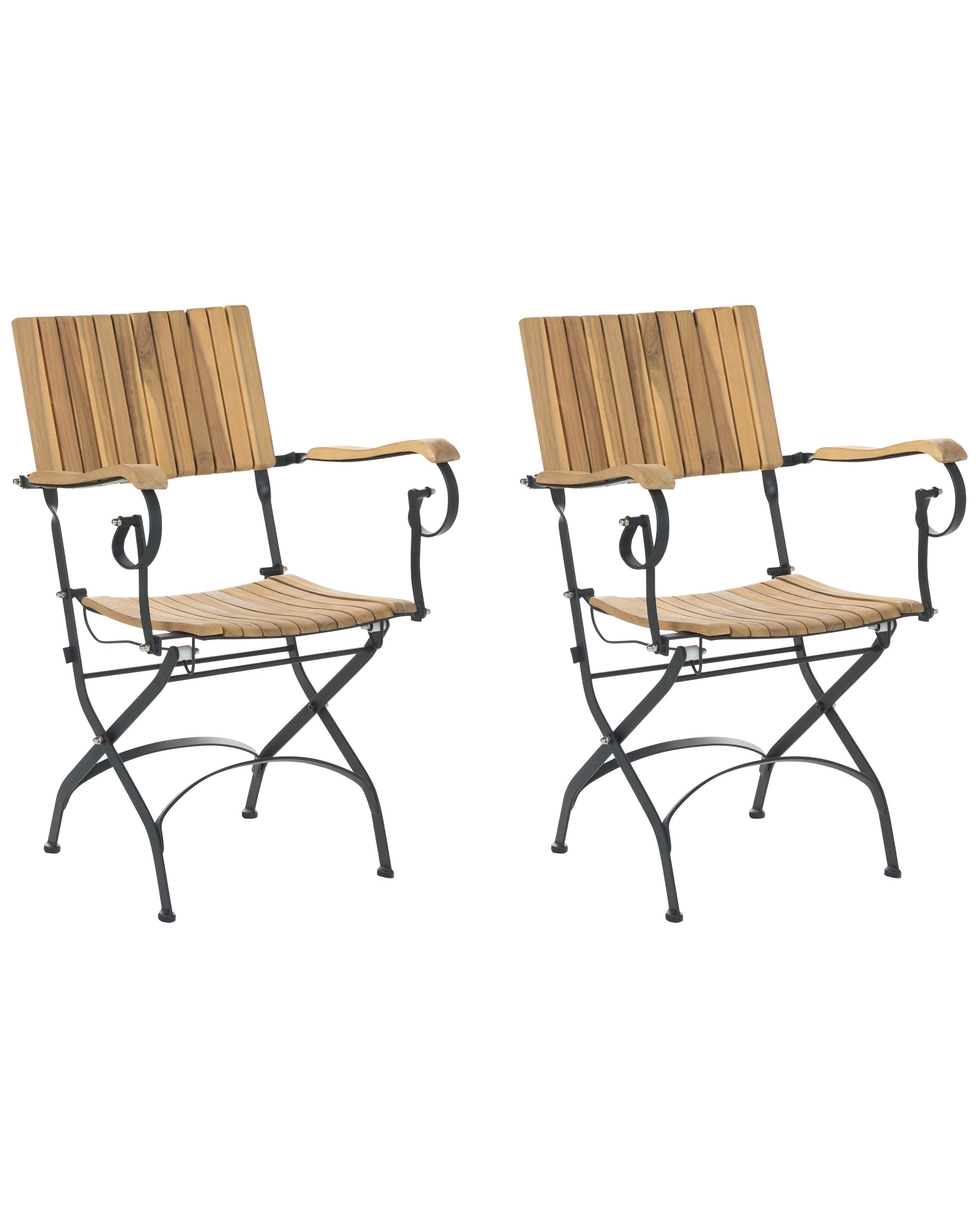 Conjunto de 2 sillas de jardín lascari madera de acacia marrón claro