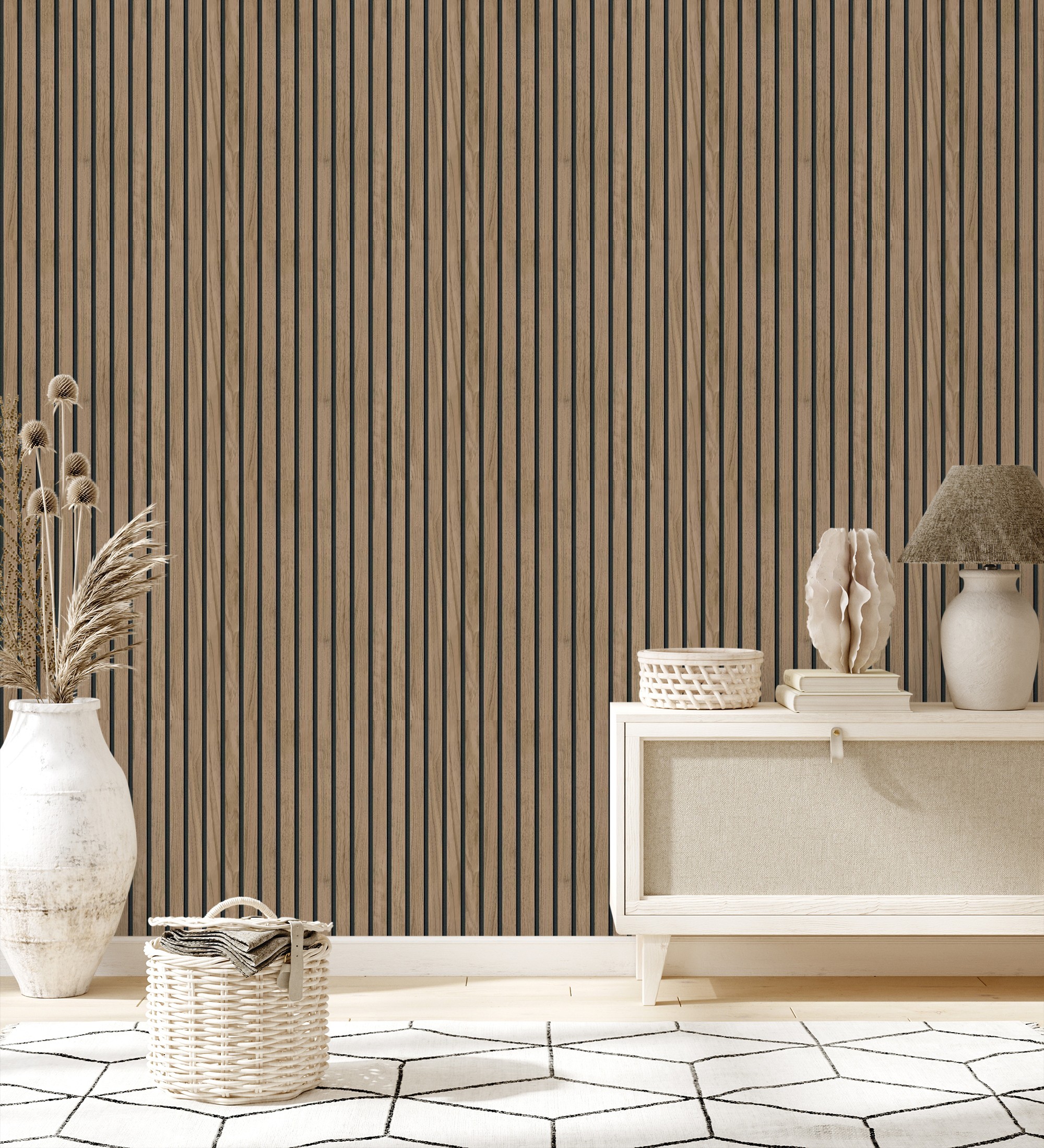 Papel pintado gaulan de listones de madera natural panel de 5.33m²