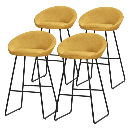 4x taburetes de bar mostaza 75 cm funda de tela y estructura metálica