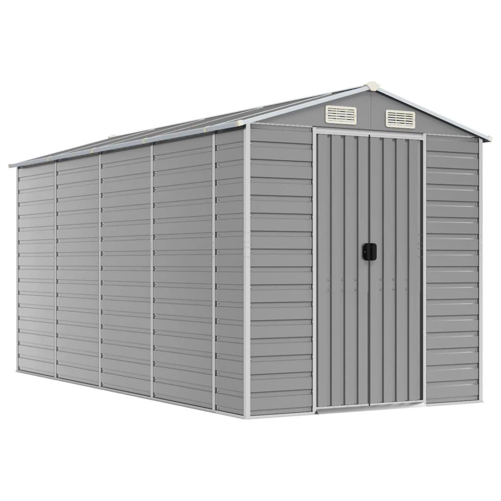 vidaXL caseta de jardín gris claro 191x385x198 cm acero galvanizado