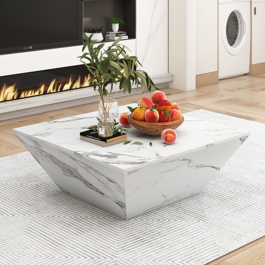 Mesa de centro con 2 cajones mdf blanco 37x70x70cm