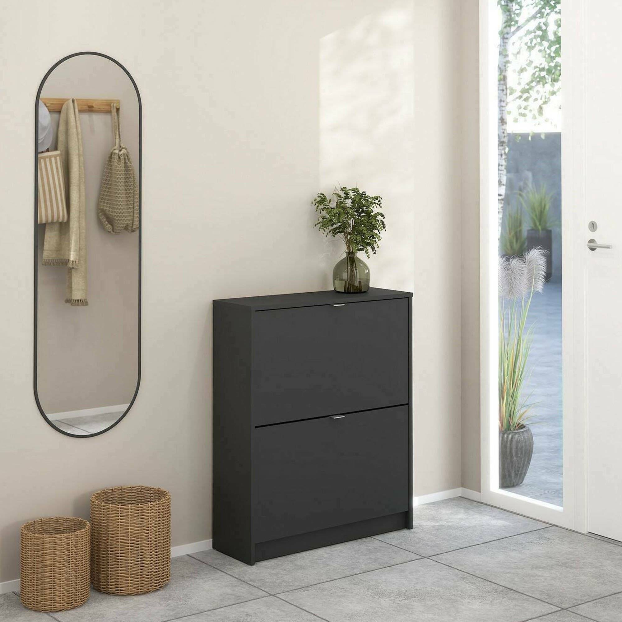 Zapatero larry, 4 compartimentos, madera gris 70x24x85h cm