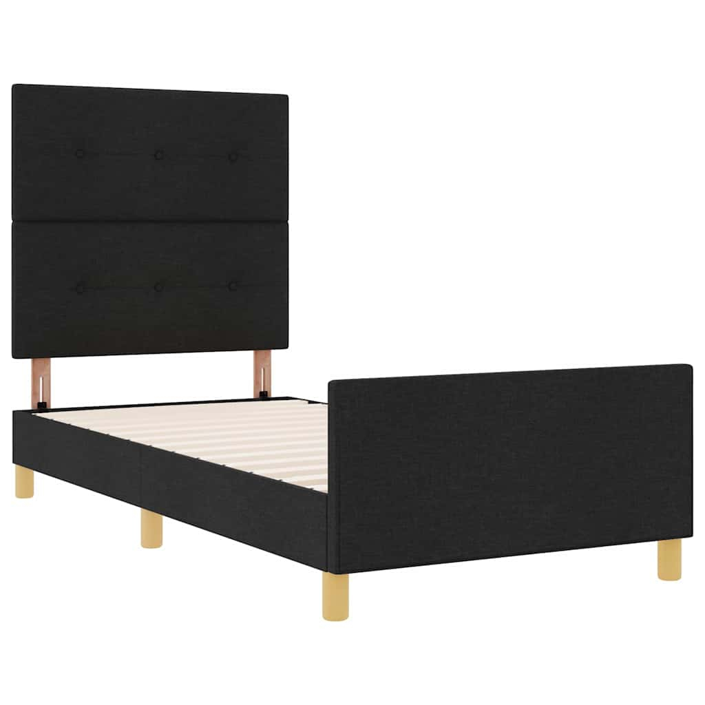 vidaXL estructura de cama con cabecera negro 80 x 200 cm tela