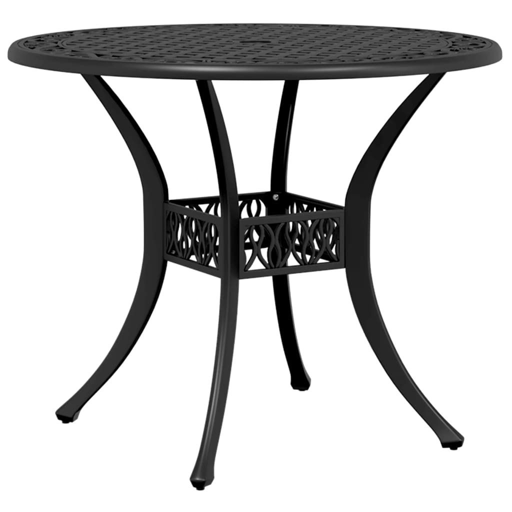 vidaXL mesa de jardín aluminio fundido negro ø90x75 cm