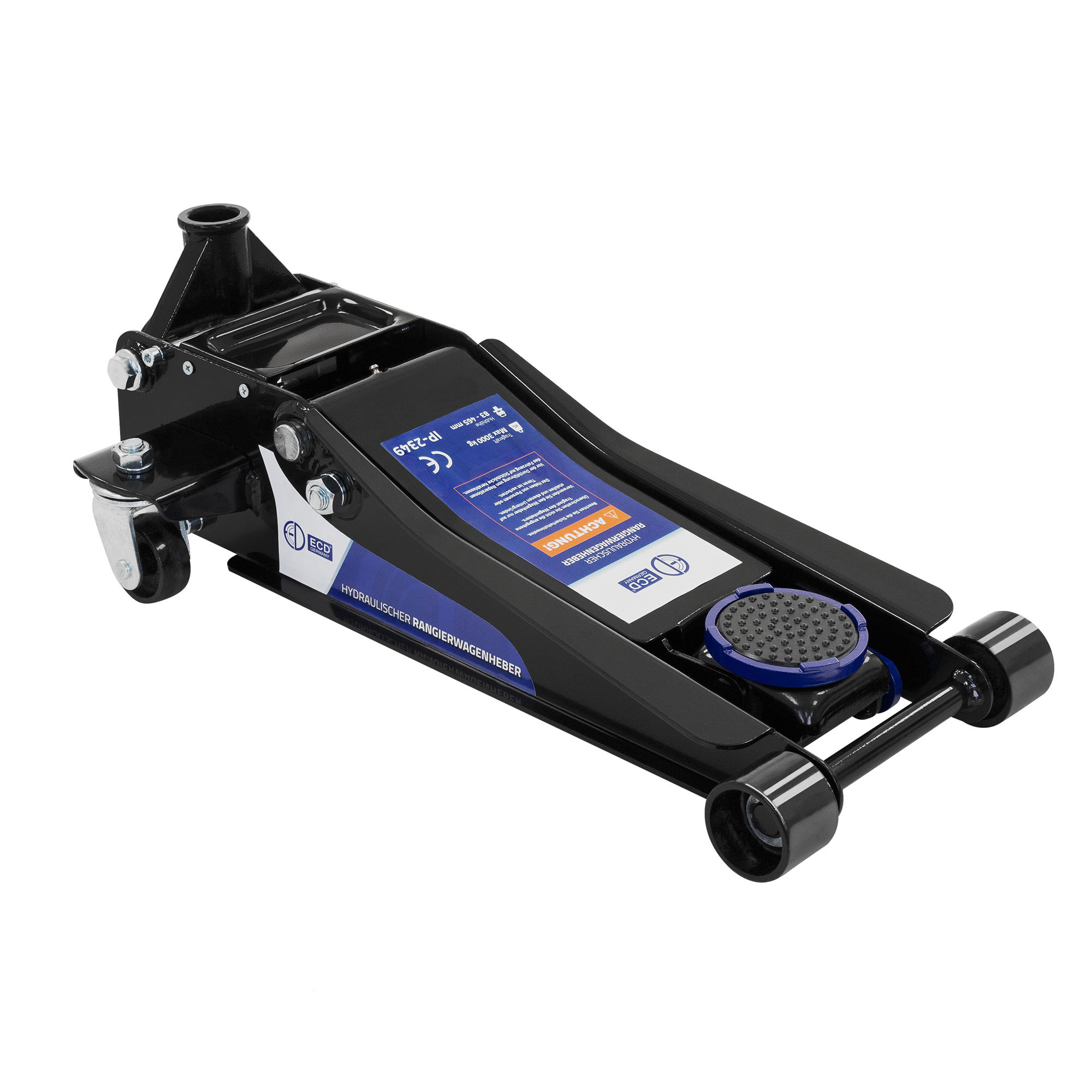Gato hidraúlico para coches 3t elevación 83-465 mm con 2x almohadillas