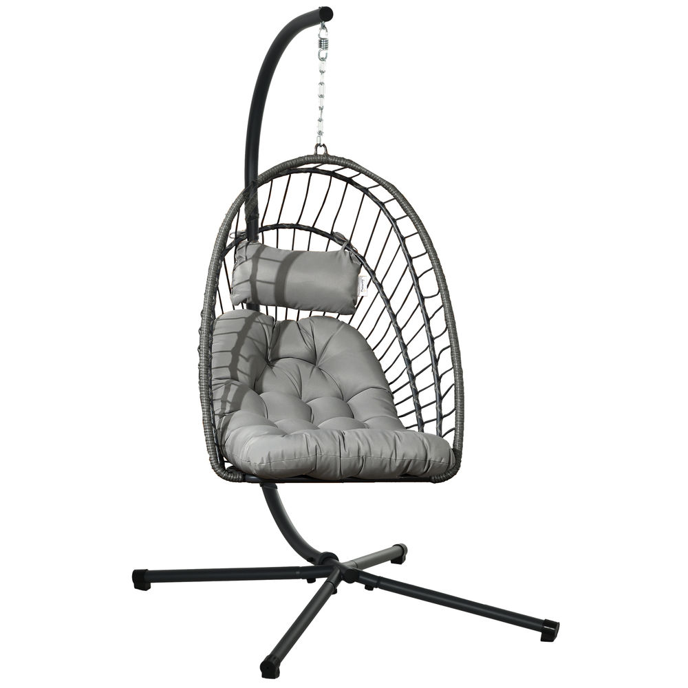 Silla colgante 100x131x194 cm acero, pe color gris Outsunny