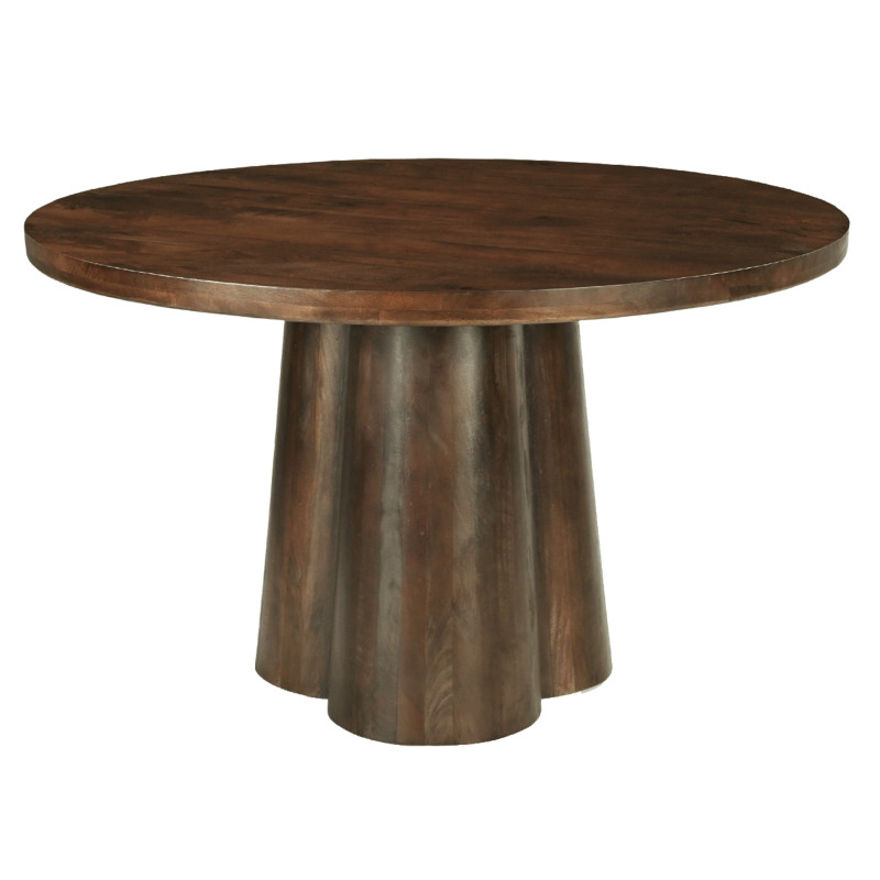 Figari-mesa de comedor redonda 4 personas d130 madera oscura