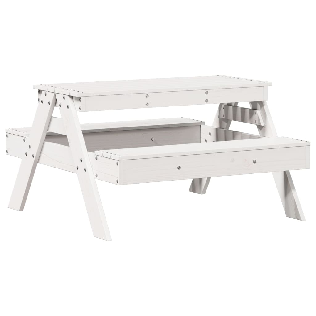 vidaXL mesa de pícnic para niños madera maciza pino blanco 88x97x52 cm
