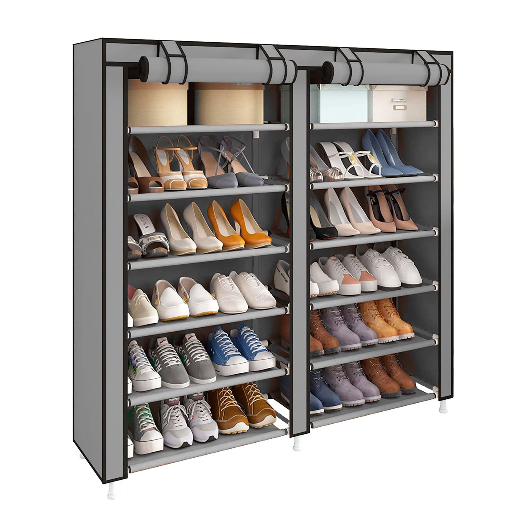 Armario zapatero tela con puertas cremallera nyana home 110x120x30cm gris