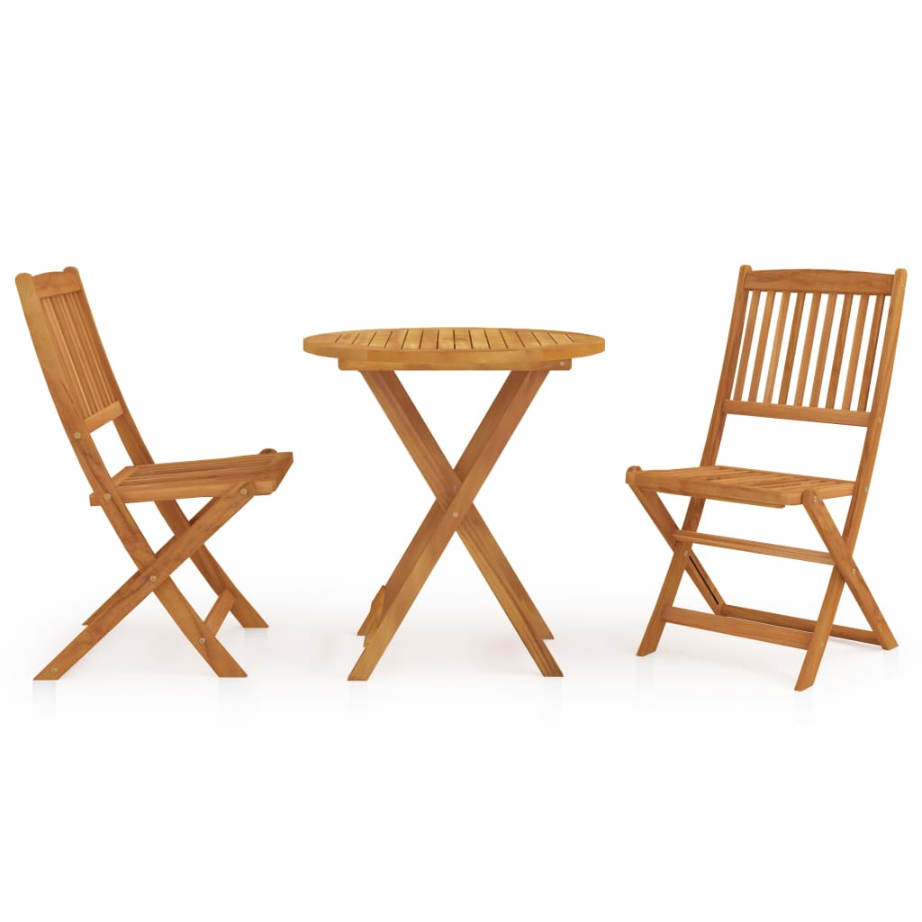 vidaXL comedor de jardín plegable 3 piezas madera maciza de acacia