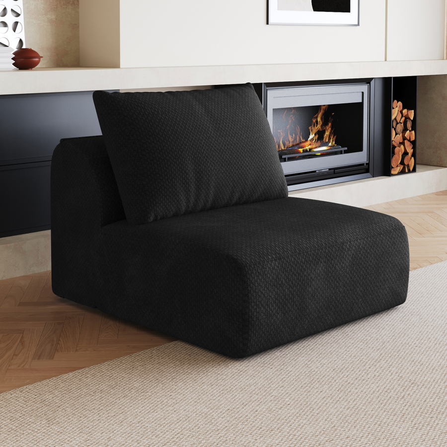 Sillón de tela negro 1 plaza sin montaje para salón y dormitorio