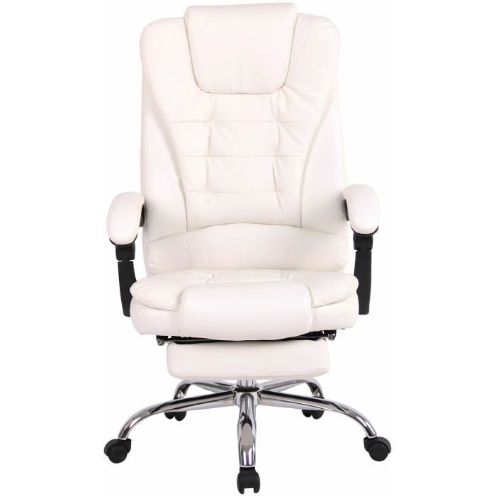 Silla de oficina con reposapiés - blanco - 1 ud.