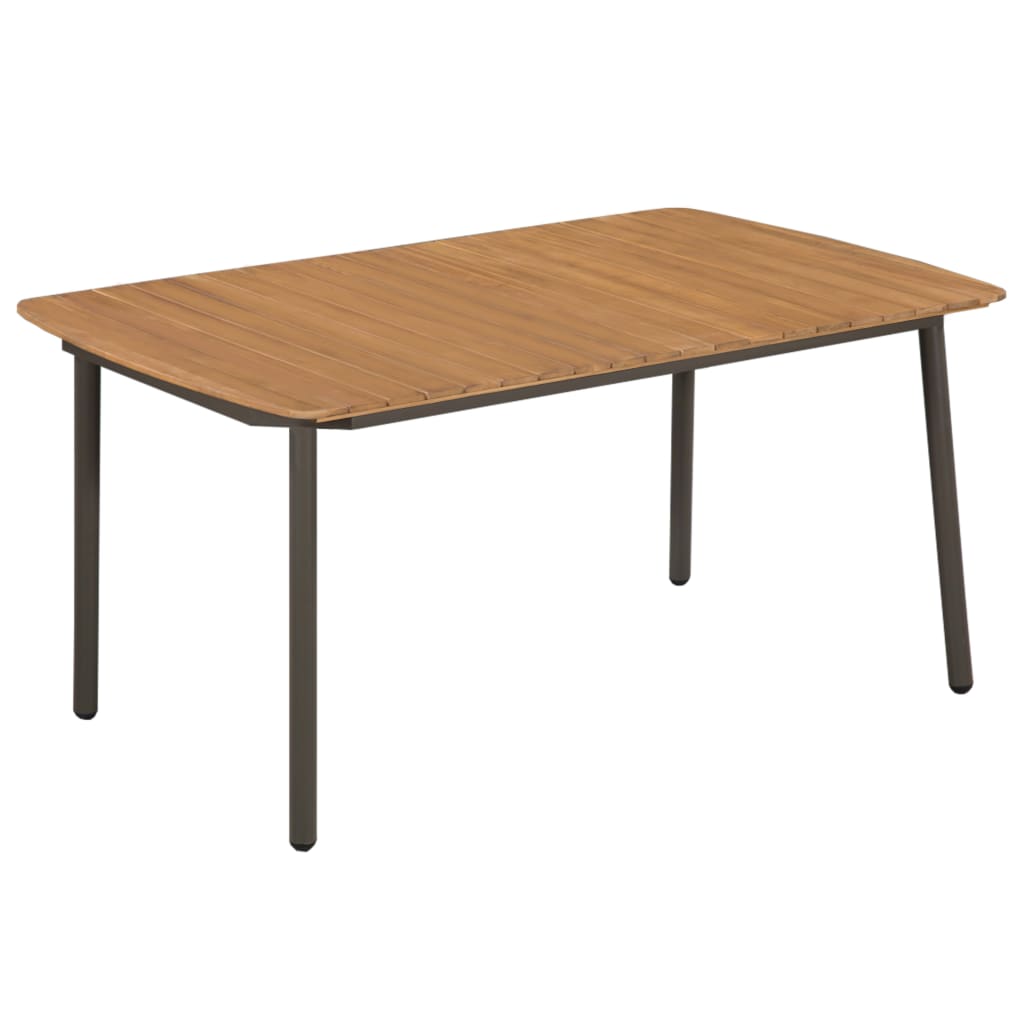 Mesa de jardín madera maciza de acacia y acero 150x90x72 cm es4443
