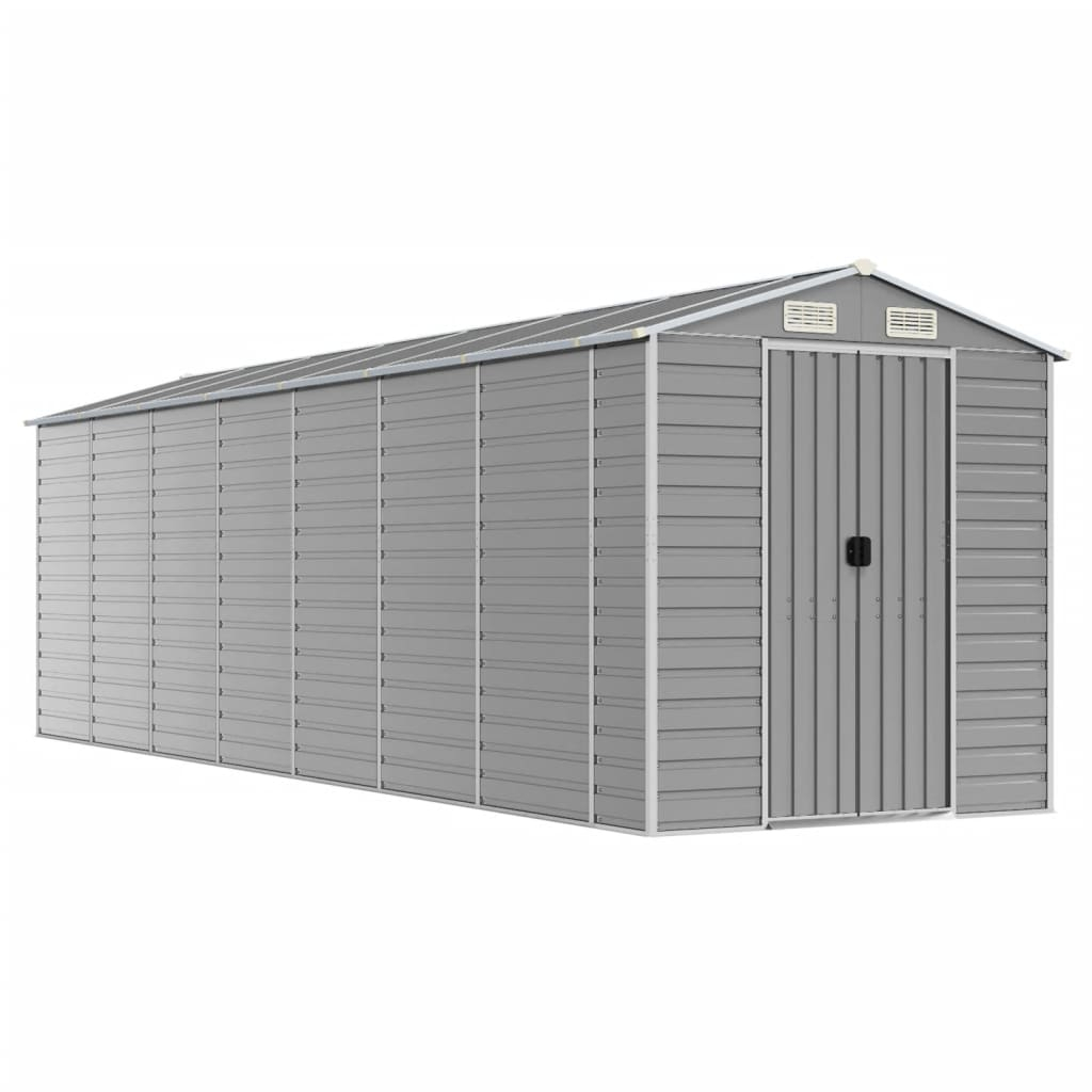 vidaXL caseta de jardín gris claro 191x640x198 cm acero galvanizado