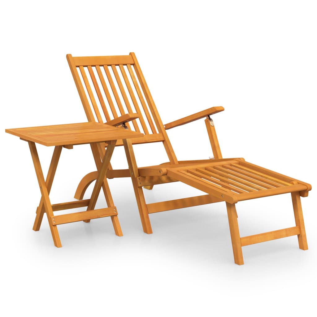 Chaise longue de exterior con reposapiés y mesa 167