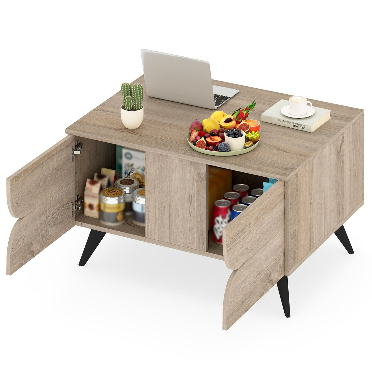 Mesa de centro moderna con almacenaje 80 x 60