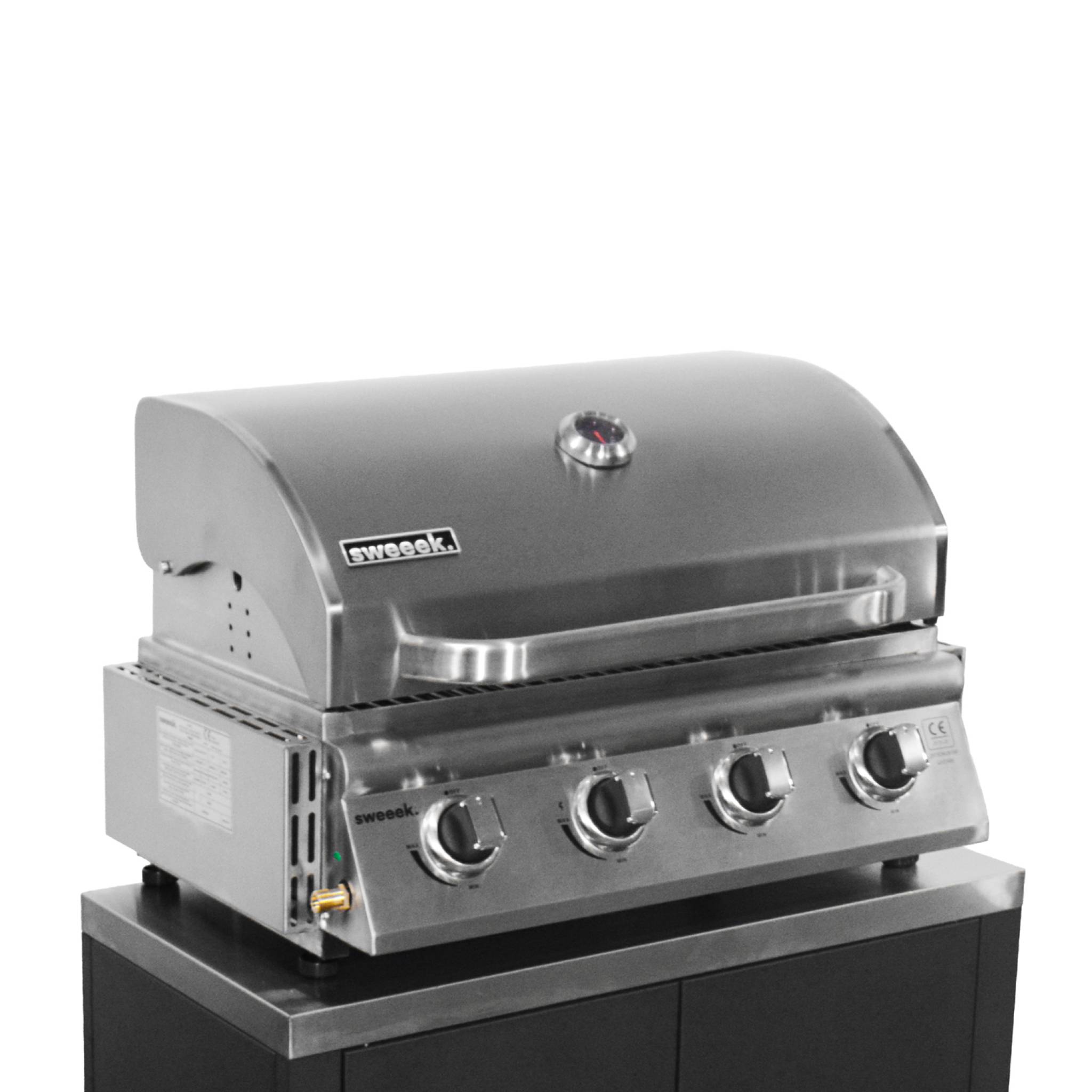 Parrilla de gas empotrable de 4 quemadores plata 73x51.5x47.5 cm