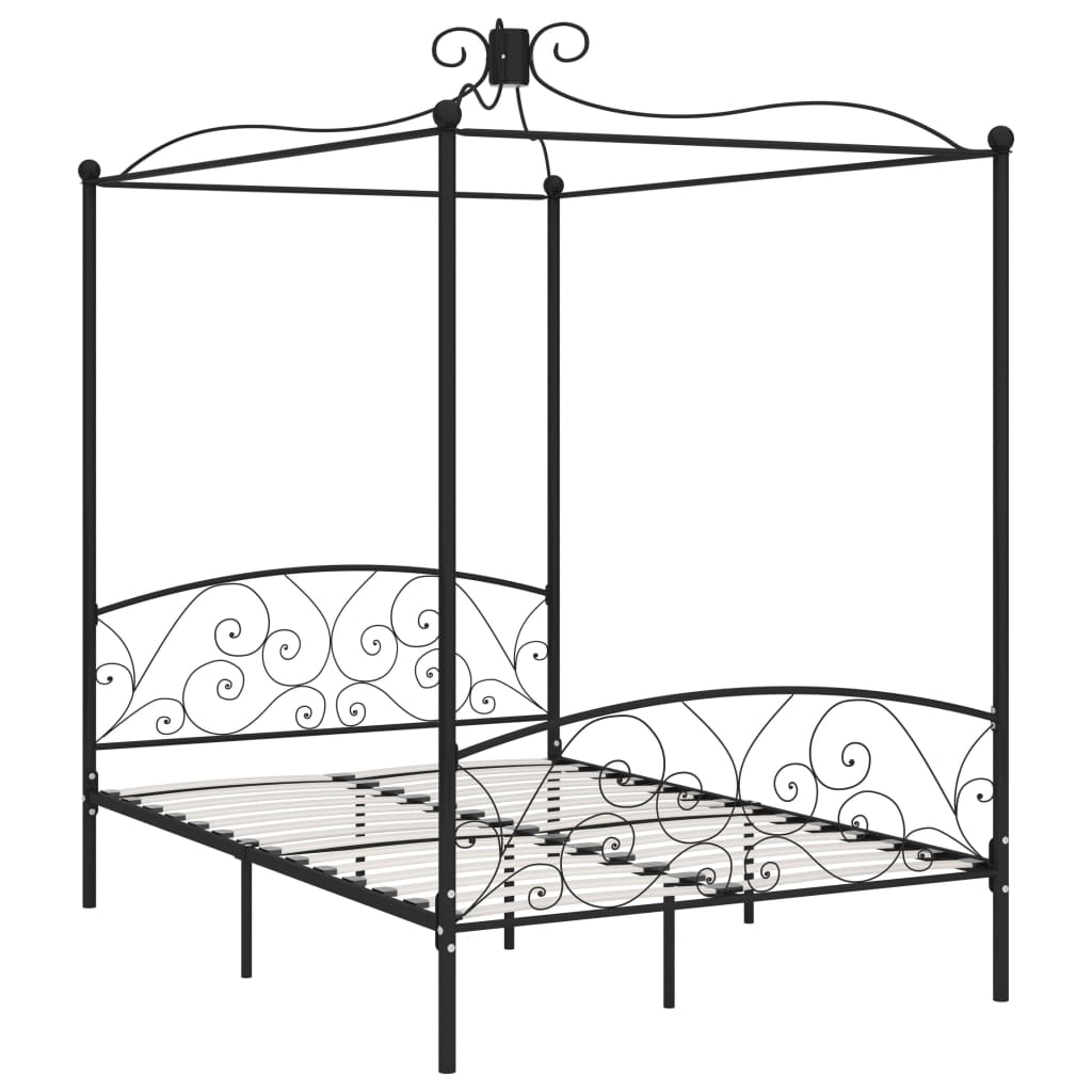 vidaXL estructura de cama con dosel metal negro 140x200 cm