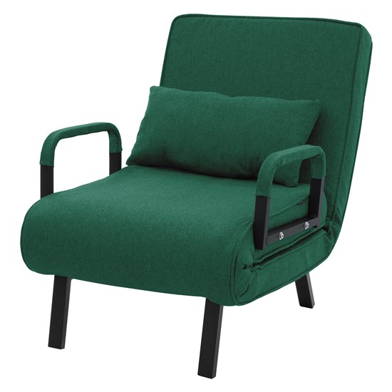 Sillón cama 3en1 individual de 1 plaza plegable, chenilla verde oscuro