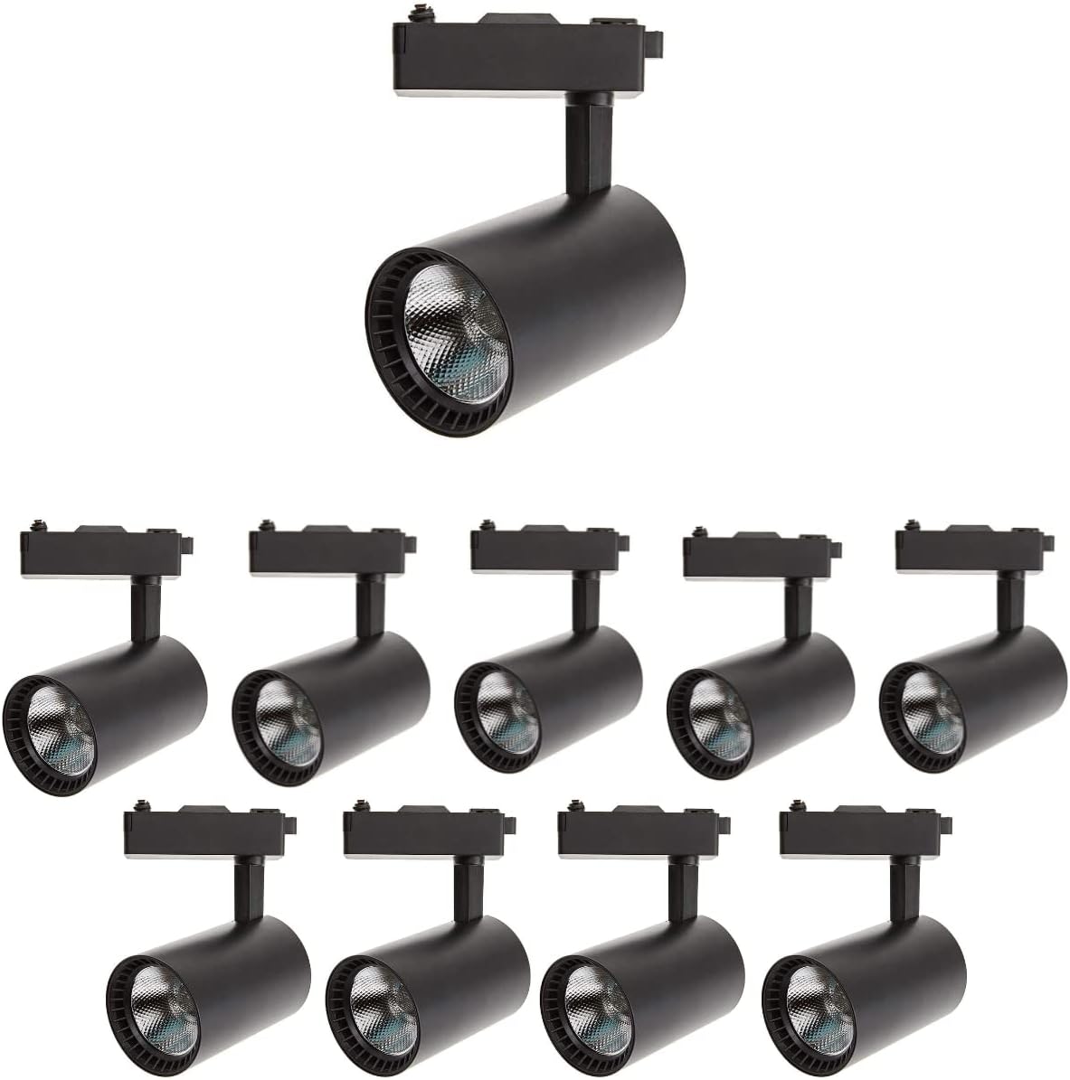 10x techo LED carril negro 30w, blanco frio 6000k, 2200 lm, 220v monofásico