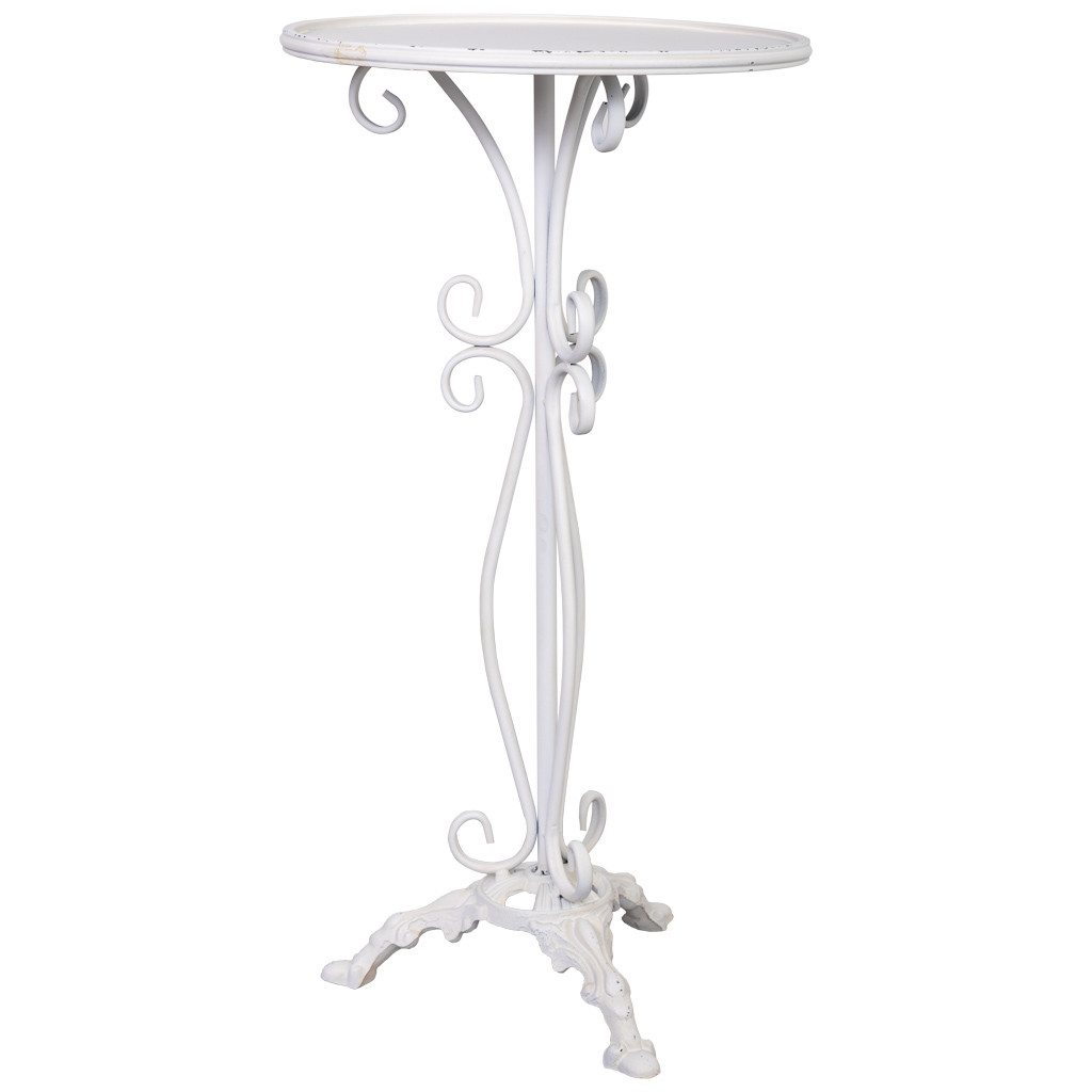 Mesa auxiliar de metal envejecido blanco 40x40x77