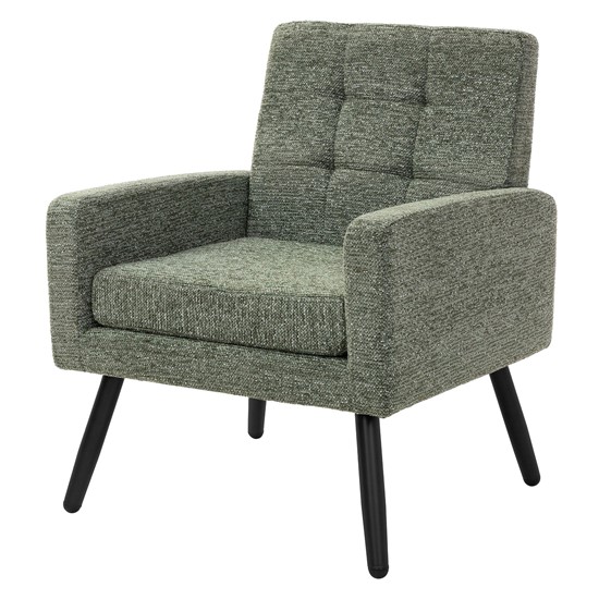 Sillón relax para salón de lectura, acero y tejido trenzado verde