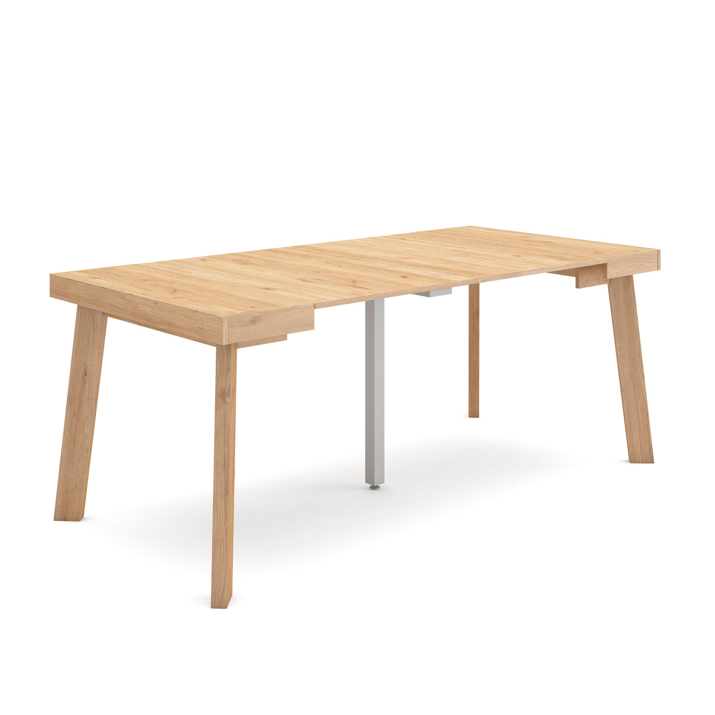 Mesa consola extensible, 180x90x73cm, roble, patas de madera rf3005