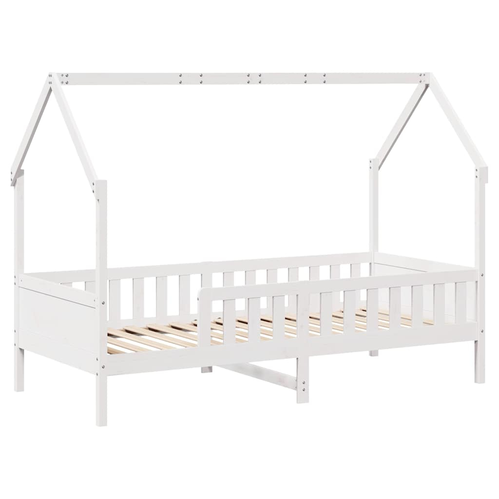 vidaXL cama con forma de casa de niños madera maciza blanca 90x200 cm