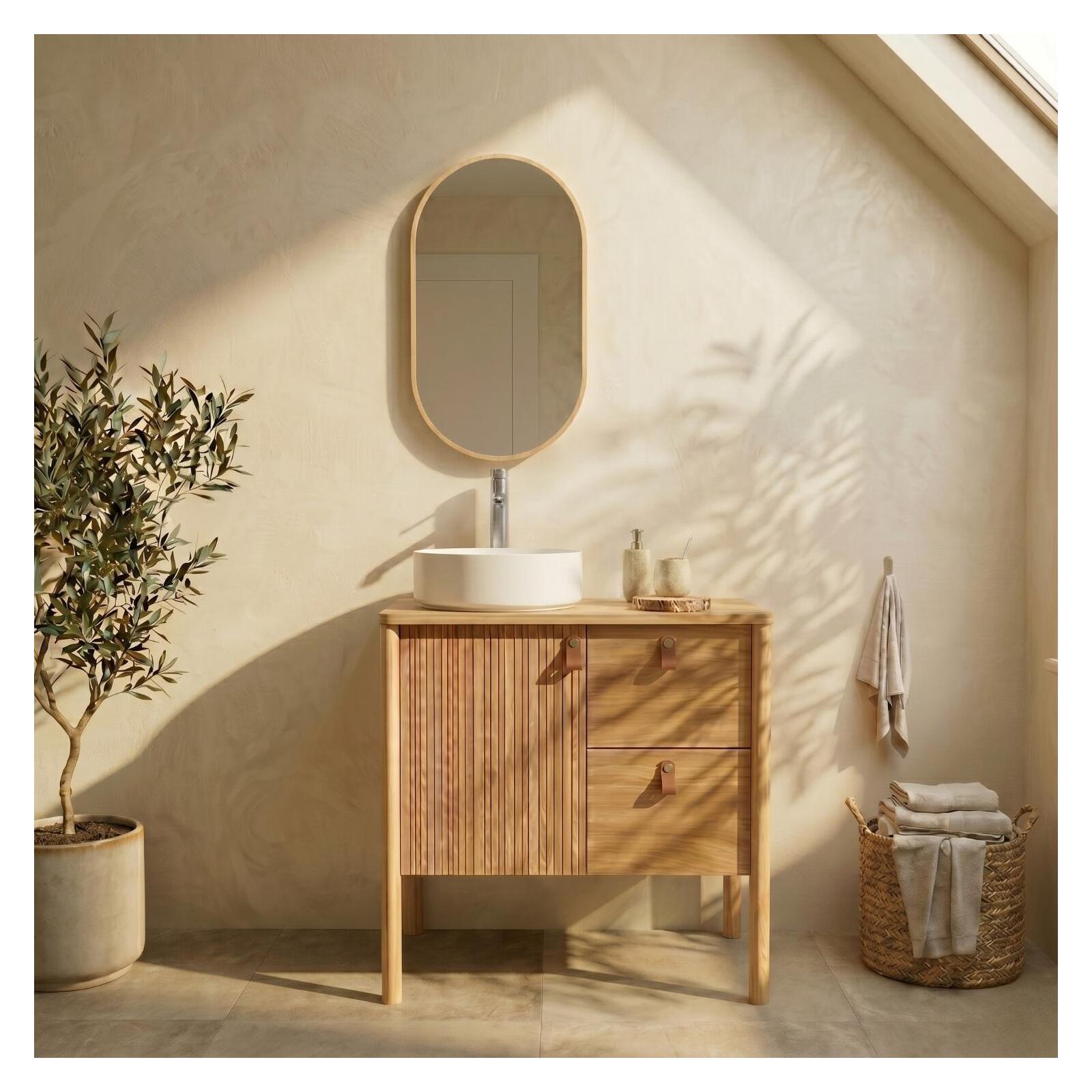Mueble lavabo 80cm con patas chapa roble lavabo de apoyar joy