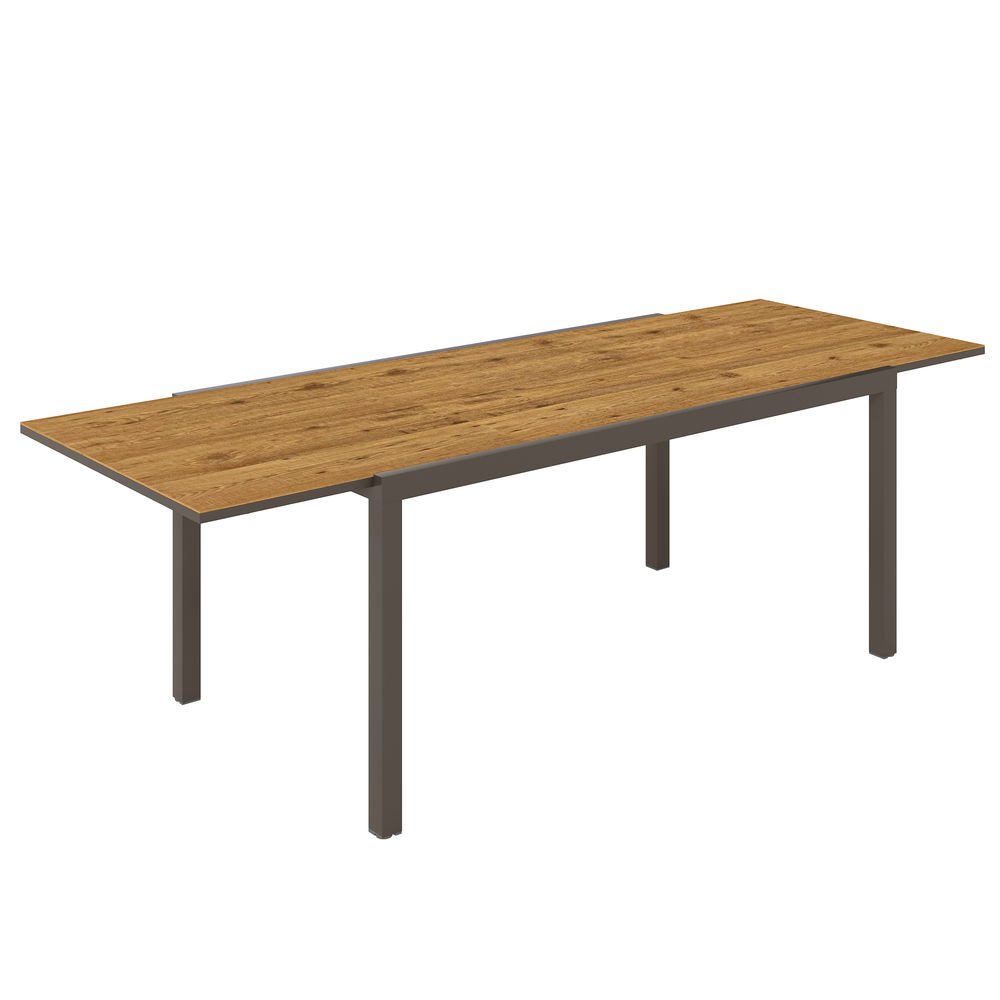 Mesa jardín extensible 240x90x74 cm aluminio, dpc color marrón Outsunny