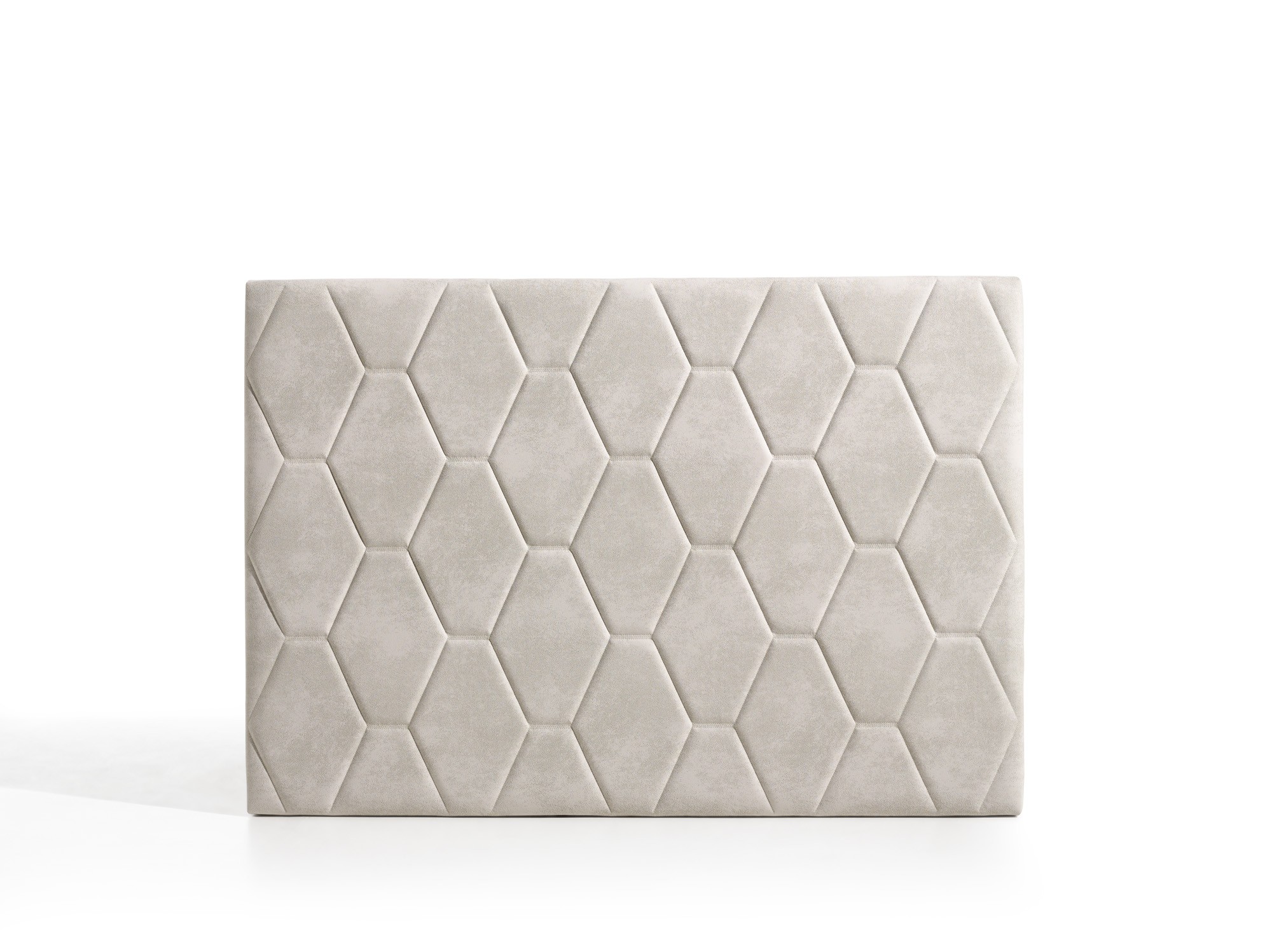 Cabecero ágata para cama de 140 de tela blanco roto 154x115x8. Matris